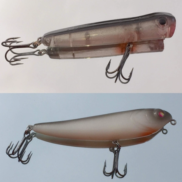 Assorted topwater plugs for freshwater striper fishing.